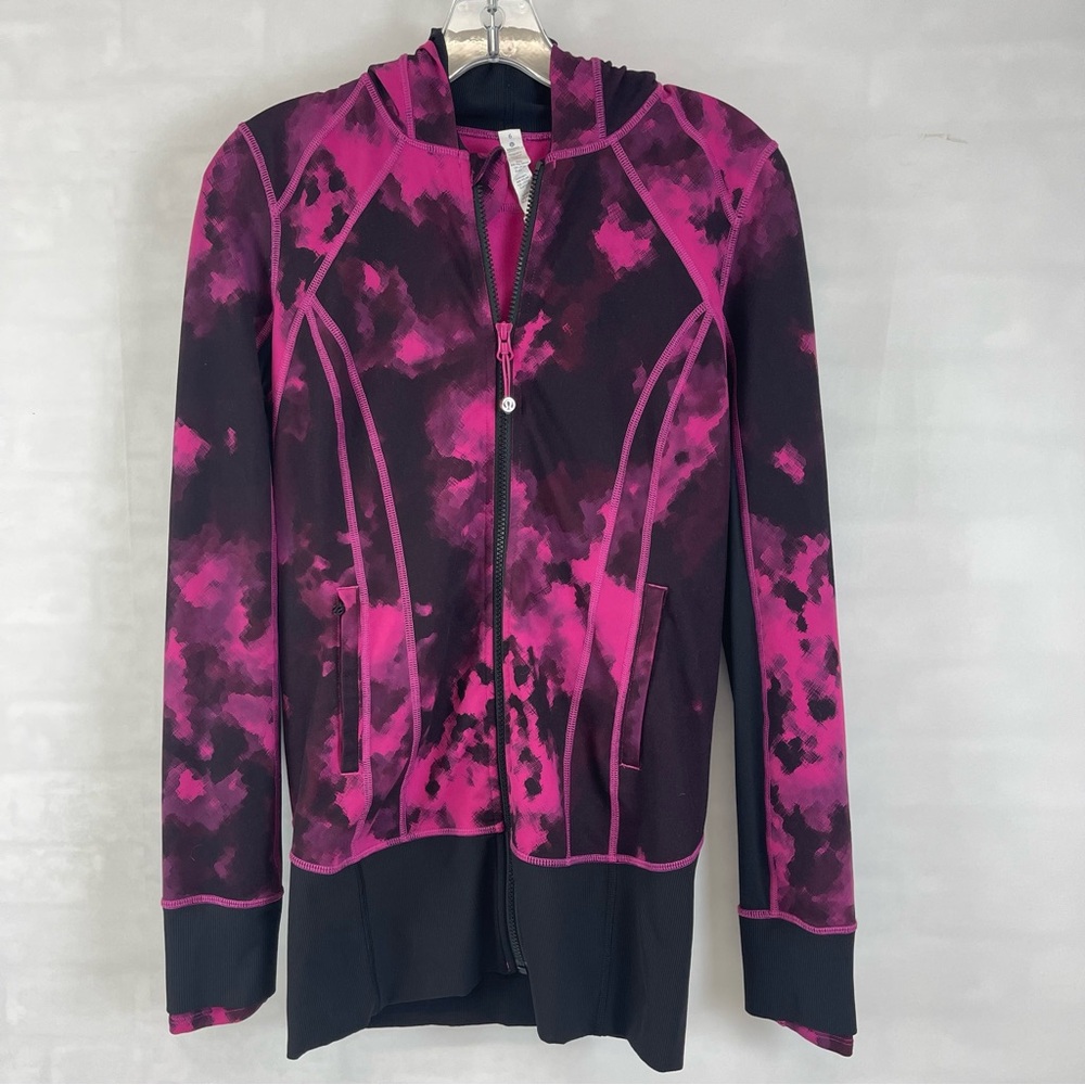 Lululemon Define Jacket Pink Black Abstract Dye Print Size 6